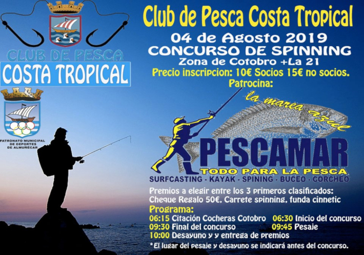El Club de Pesca Costa Tropical de Almuñécar celebra este domingo un Concurso de Spinning en zona de Cotobro